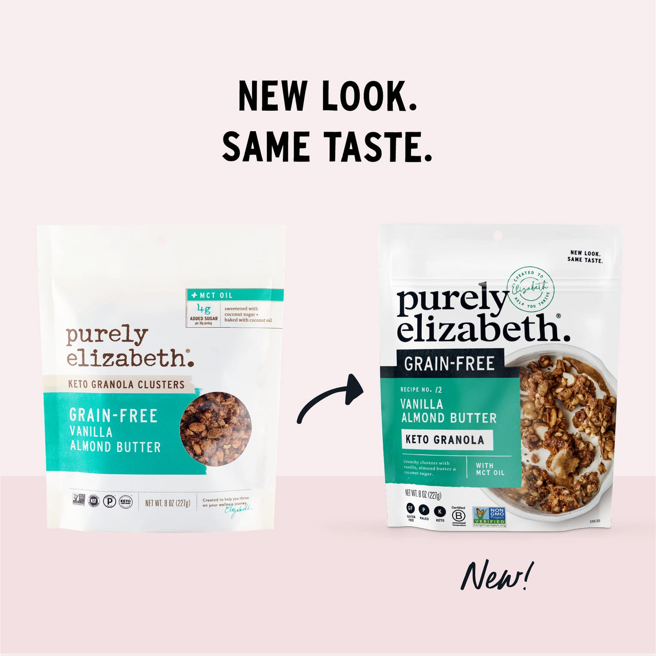 purely elizabeth Granola Vanilla Almond Butter MCT Grain Free, 8 Ounce