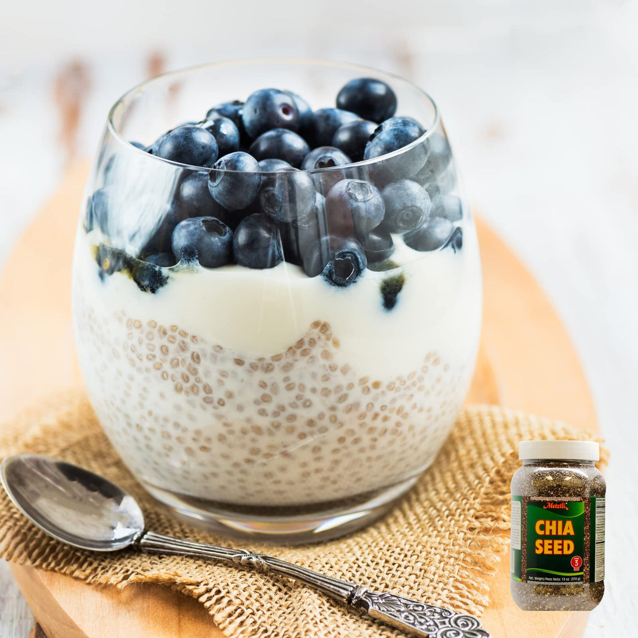 Metztli Chia Seeds, Superfood, Source of Fiber, Gluten-Free, Sugar-Free, Sodium-Free, 13 Oz, Jar