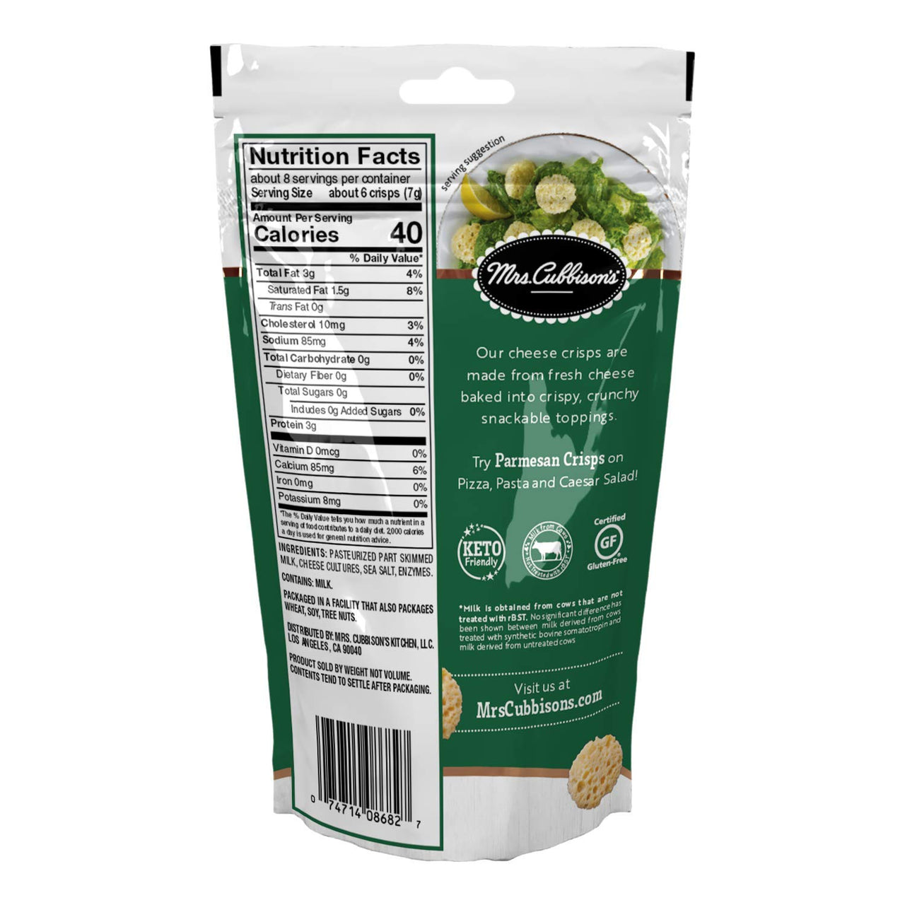 Mrs. Cubbison's  Cheese Crisps - 100% Real Cheese, Keto Friendly, Great for Snacking and Salad Topper - Parmesan Flavor, 1.98 Ounce (Pack of 1)