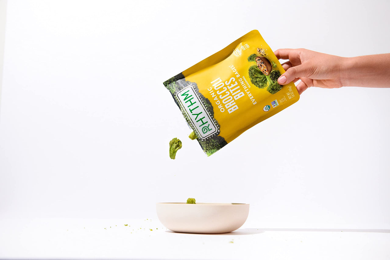 Rhythm Superfoods Crunchy Broccoli Bites - Organic & Non-GMO, Vegan, Gluten-Free, Vegetable Superfoods - Everything Bagel, 1.4 Oz (Pack of 4)