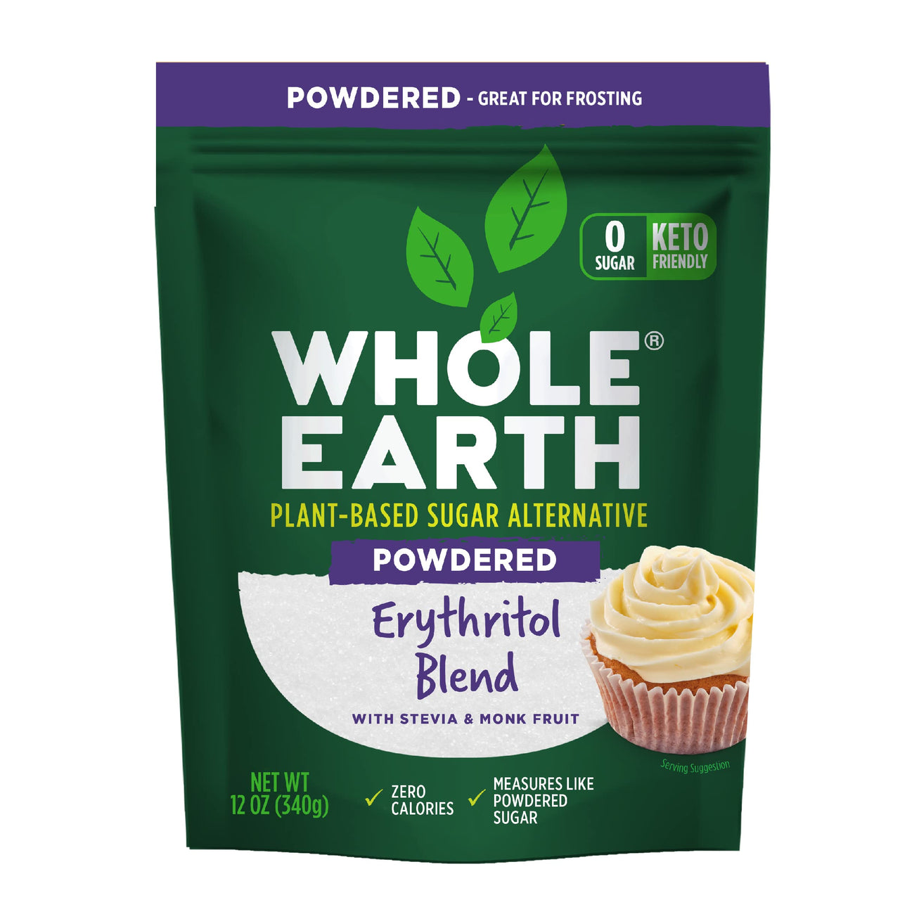 Whole Earth Powdered Erythritol Plant-Based Confectioner's  Sugar Alternative, 12 Ounce Resealable Bag
