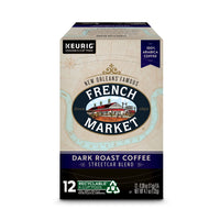 French Market Coffee, St. Charles Blend, Single Serve Coffee K-Cup Pods, Dark Roast, 12 Count