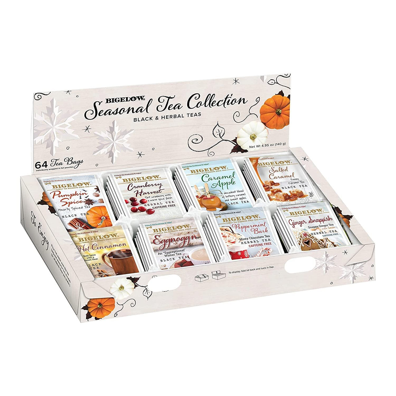 Bigelow Seasonal Tea Collection, Variety Gift Box Sampler, 64 Tea Bags, (Pack of 1)