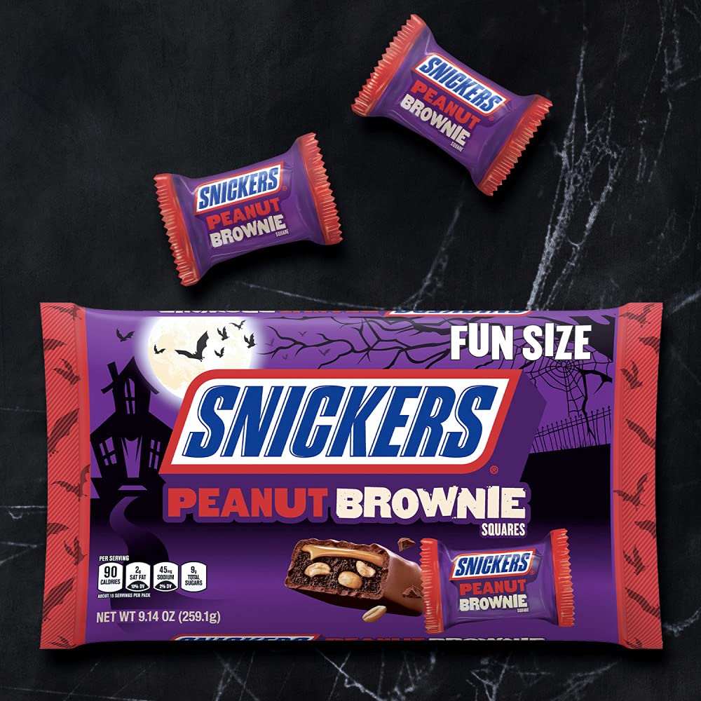 SNICKERS Peanut Brownie Fun Size Chocolate Halloween Candy, 9.14oz