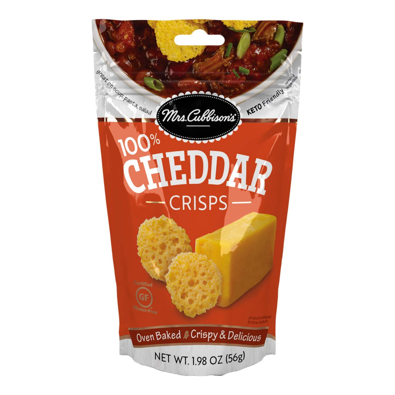 Mrs. Cubbison's  Cheese Crisps - 100% Real Cheese, Keto Friendly, Great for Snacking and Salad Topper - Cheddar Flavor, 1.98 Ounce (Pack of 1)
