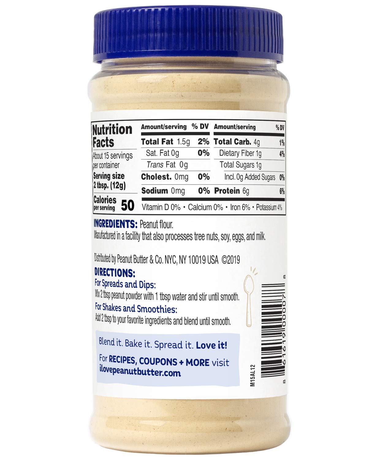 Peanut Butter & Co. Pure Peanut Powder, Non-GMO Project Verified, Gluten Free, Vegan, 6.5 oz Jar