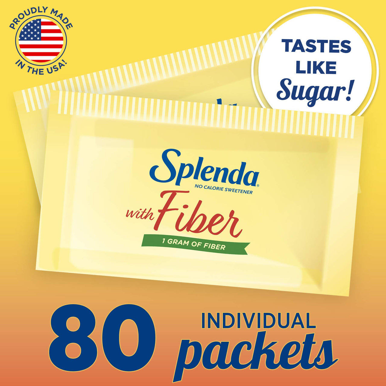 Splenda--No Calorie Sweetener 1G of Fiber Packets, 80 Count (Pack of 1), Sugar Substitute for Use with Coffee, Tea, Fruit, Cereal, and More