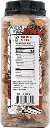 Soeos Galangal Slices 6 Ounces, Non-GMO Verified, Kosher, Great Galangal - Alpinia Galanga, Perfect for Tom Yum and Tom Kha Soups, Authentic Product of Vietnam, Sliced Dried Galangal Root, 6oz.