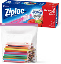 Ziploc Quart Food Storage Slider Bags, Power Shield Technology for More Durability, 42 Count