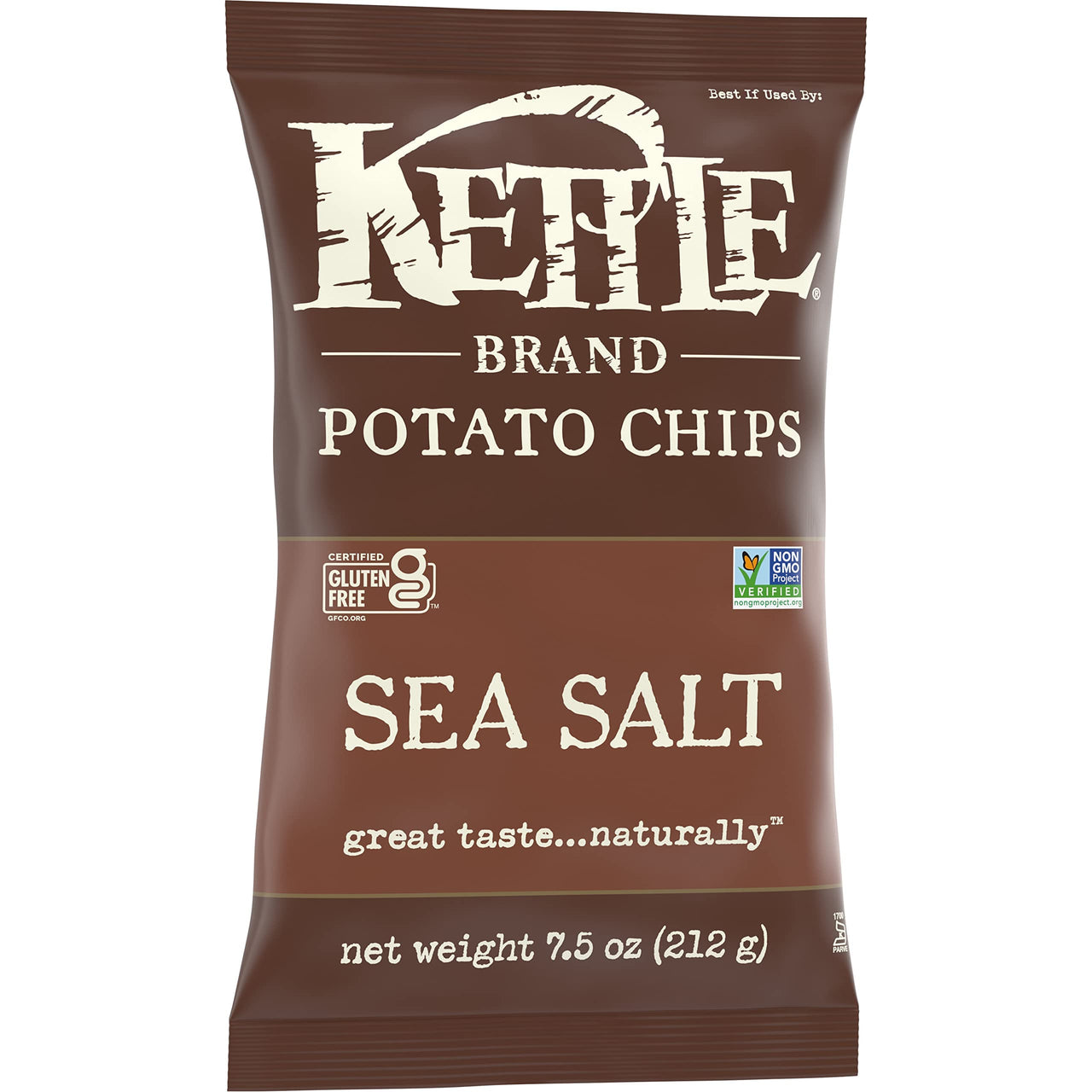 Kettle Brand Sea Salt Kettle Potato Chips, Gluten-Free, Non-GMO, 7.5 oz Bag