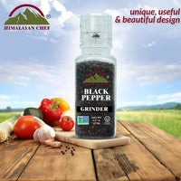 Himalayan Chef Whole Black Peppercorns, Square Plastic Grinder-6.17oz