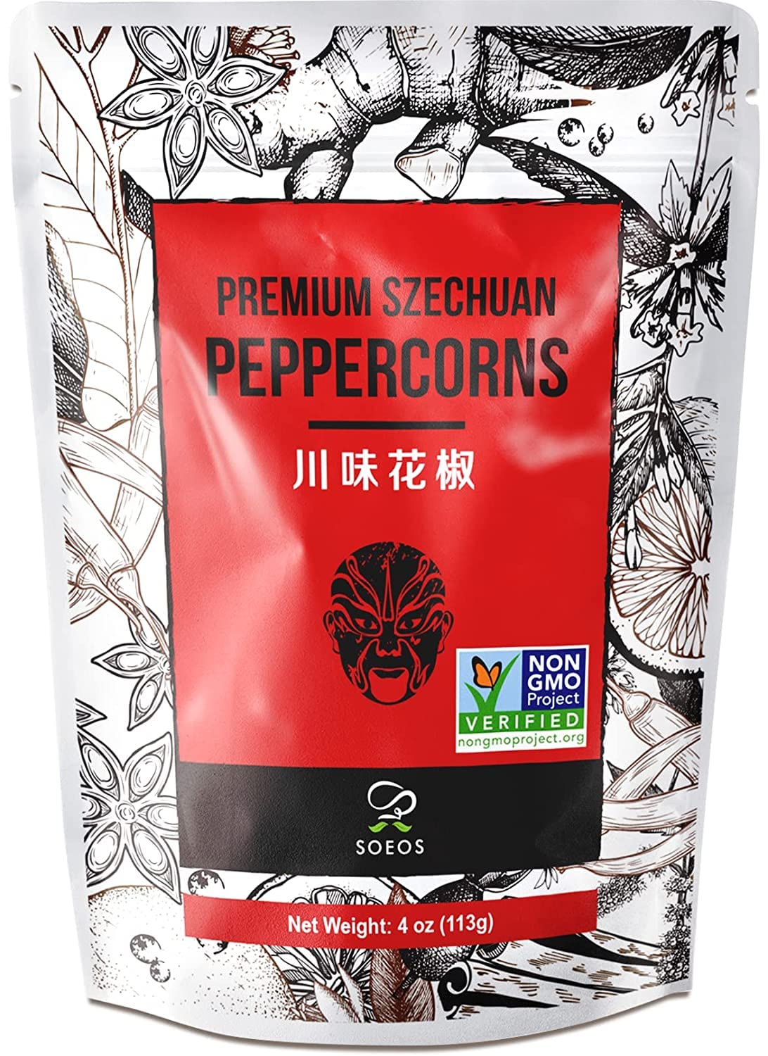 Soeos Sichuan Peppercorns, 4oz(113g), Authentic Szechuan Red Peppercorn, Numbing and Tingle Effect, Less Seeds, Strong Flavor, Essential for Mapo Tofu, Kung Pao Chicken and Asine Cusine