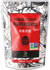 Soeos Sichuan Peppercorns, 4oz(113g), Authentic Szechuan Red Peppercorn, Numbing and Tingle Effect, Less Seeds, Strong Flavor, Essential for Mapo Tofu, Kung Pao Chicken and Asine Cusine