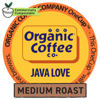 The Organic Coffee Co. Compostable Coffee Pods - Java Love (12 Ct) K Cup Compatible including Keurig 2.0, Medium Roast