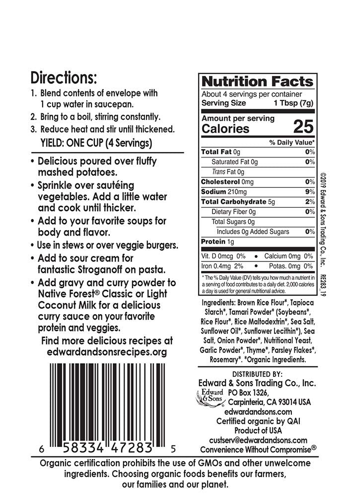 Road's  End Organics Gluten Free Savory Herb Gravy, Mix, Organic, 1 Ounce Pouch (Pack of 12)
