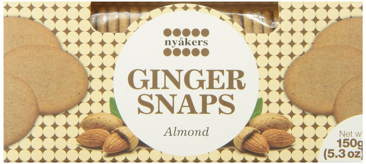 Nyakers Swedish Ginger Snaps, Almond Flavor, One 150g Box
