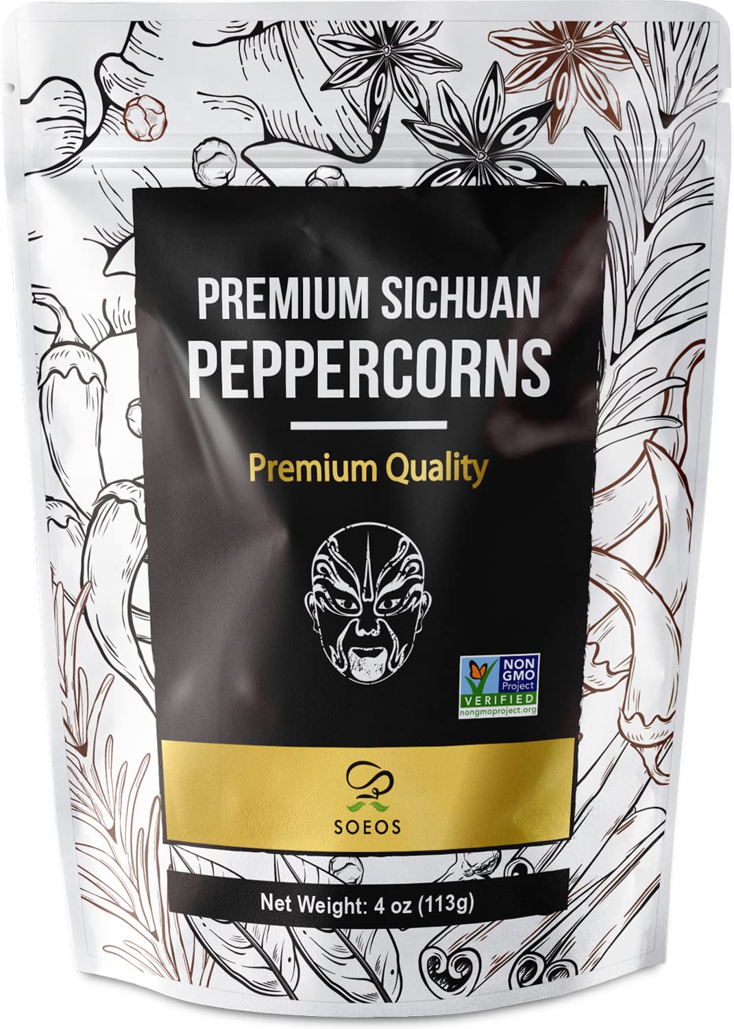 Soeos Szechuan Peppercorns, Premium Authentic Sichuan Peppercorn, Tingle and Numbing Effect, Less Seeds, Strong Flavor, Essential for Kung Pao Chicken, Mapo Tofu, 4 oz (113g)