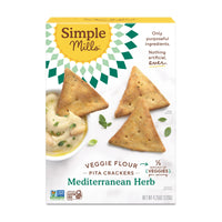 Simple Mills Veggie Flour Pita Crackers, Mediterranean Herb - Gluten Free, Vegan, Healthy Snacks, Paleo Friendly, 4.25 Ounce (Pack of 1)
