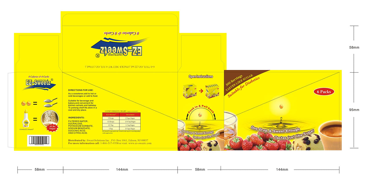 EZ-Sweetz Liquid Sweetener, 0.75-Ounce Bottles (Pack of 6)