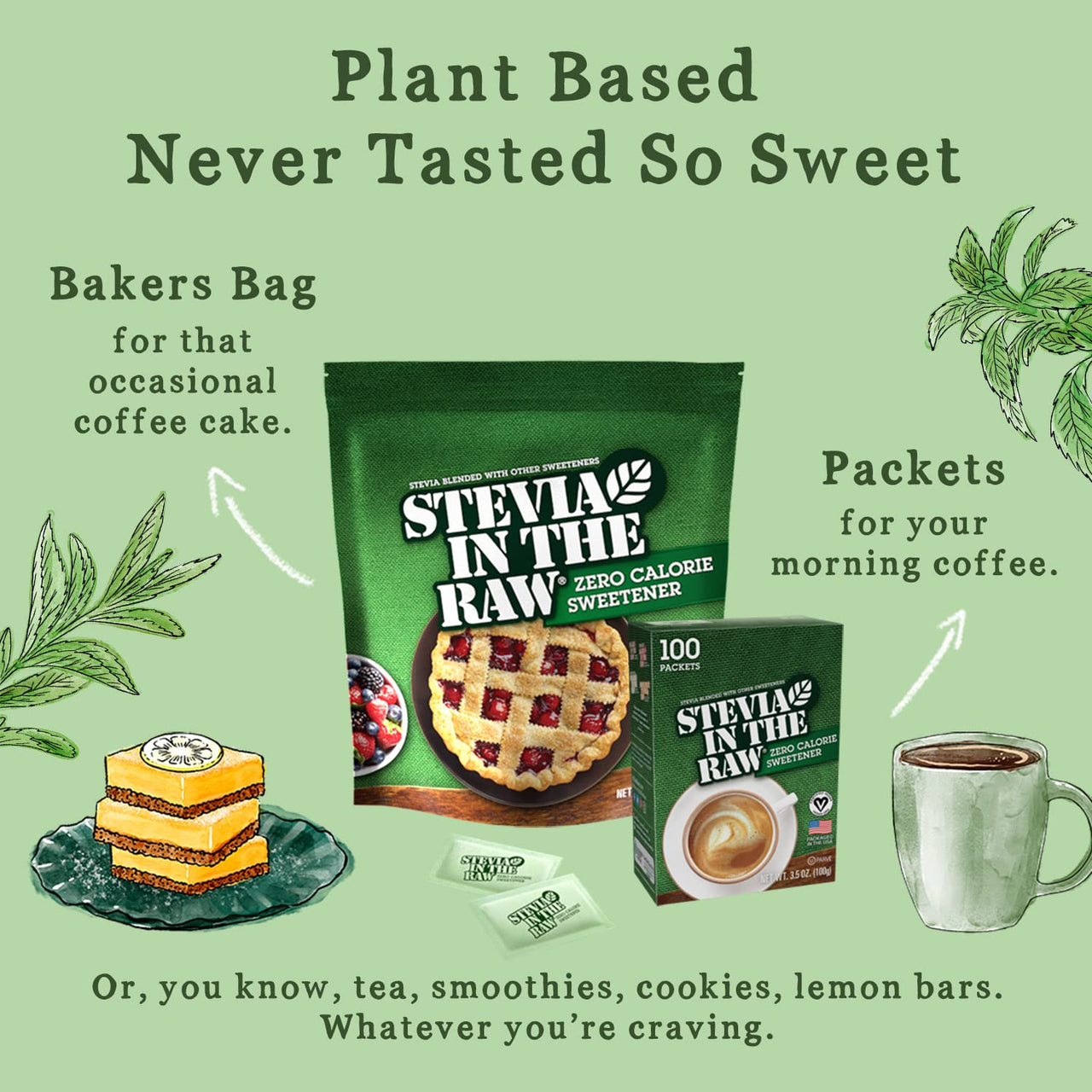Stevia In The Raw Bakers Bag, Plant Based Zero Calorie Sweetener, No Added Flavors or erythritol, Sugar-free Sugar Substitute for Baking, Suitable For Diabetics, Vegan, Gluten-Free, 9.7Oz Bag (Pack of 1)