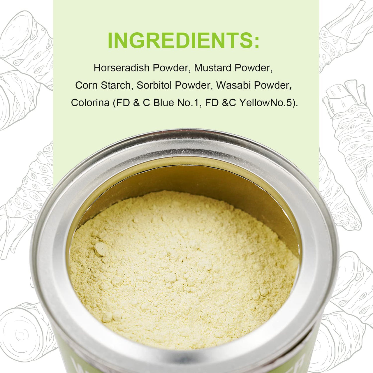 Soeos Premium Wasabi Powder 8oz (227g), with Real Wasabi, Grade AAA Powder, for Sushi, Sushi Powdered, Root Fresh Bulk, green