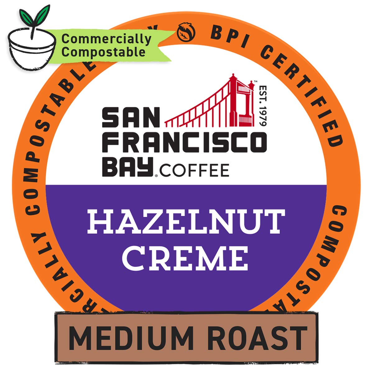 San Francisco Bay Compostable Coffee Pods - Hazelnut Crme (12 Ct) K Cup Compatible including Keurig 2.0, Flavored, Medium Roast