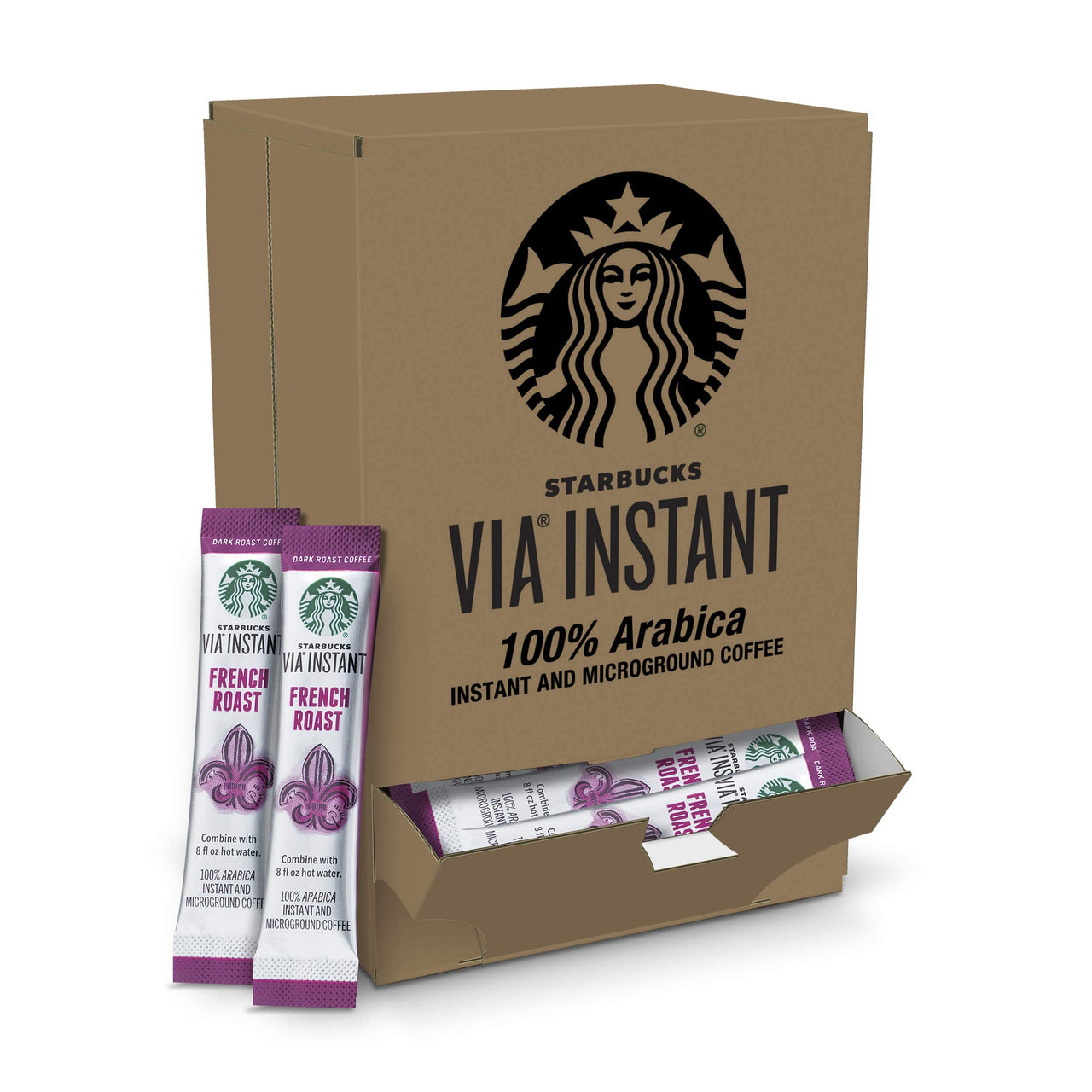 Starbucks VIA Instant CoffeeDark Roast CoffeeFrench Roast100% Arabica1 box (50 packets)