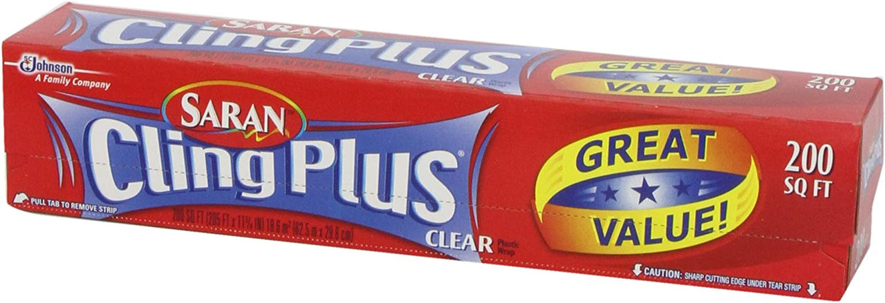 Saran Cling Plus Plastic Wrap, 200 Sq Ft, 1 Count (Pack of 1)