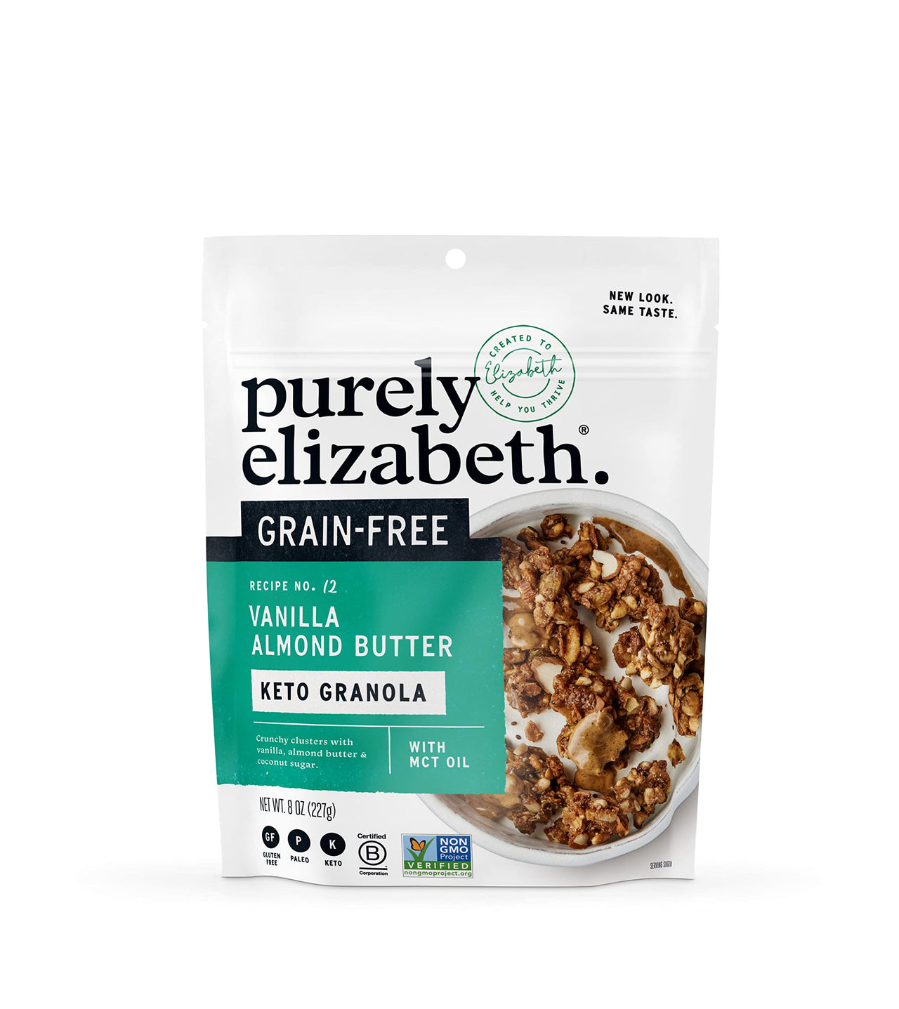 purely elizabeth Granola Vanilla Almond Butter MCT Grain Free, 8 Ounce