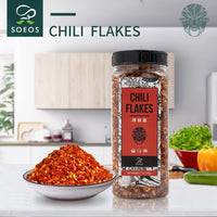 Soeos Chili Flakes 7oz (198g), Non-GMO, All Natural, Premium Sichuan Chili Flakes, Medium Hot, Crushed Red Pepper Flakes, Sichuan Red Chili Pepper, Dried Chili Flakes Bulk, Szechuan Chili Flakes.