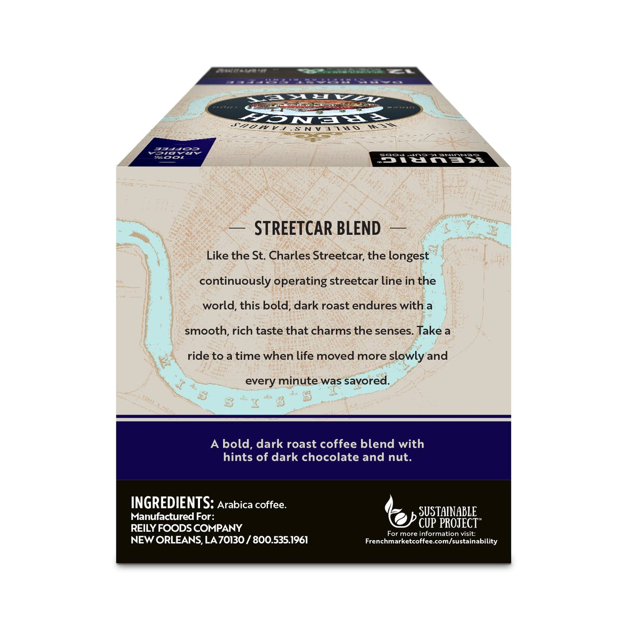 French Market Coffee, St. Charles Blend, Single Serve Coffee K-Cup Pods, Dark Roast, 12 Count