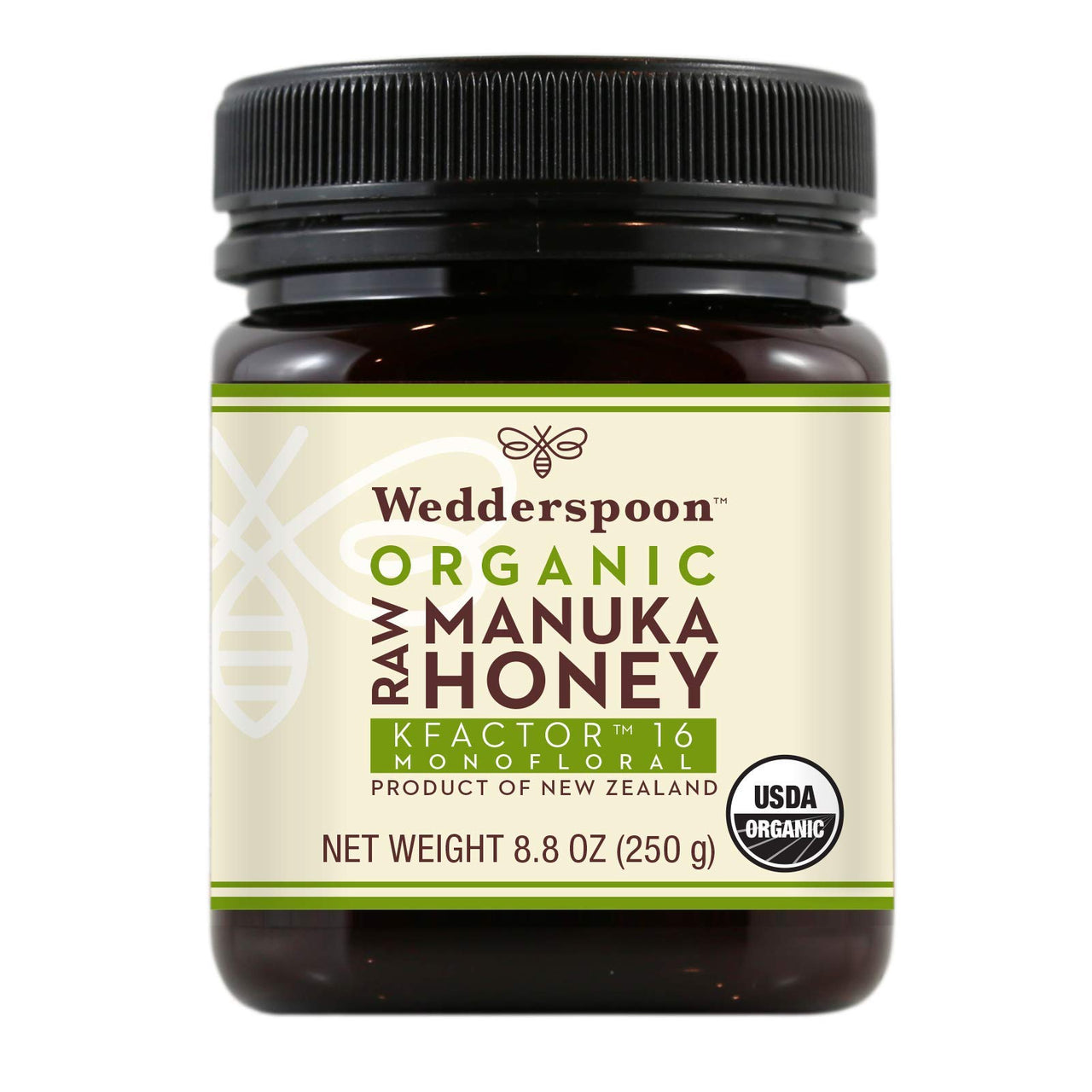 Wedderspoon Raw Organic Manuka Honey KFactor 16+, 8.8 Oz, Unpasteurized, Genuine New Zealand Honey, Multi-Functional, Non-GMO Superfood, Organic Kfactor, Traceable from Our Hives to Your Home