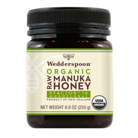 Wedderspoon Raw Organic Manuka Honey KFactor 16+, 8.8 Oz, Unpasteurized, Genuine New Zealand Honey, Multi-Functional, Non-GMO Superfood, Organic Kfactor, Traceable from Our Hives to Your Home