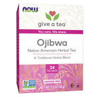 NOW Foods Give a Tea Ojibwa Tea, Herbal, Caffeine-Free, 24 bags, traditional North American blend for overall wellness