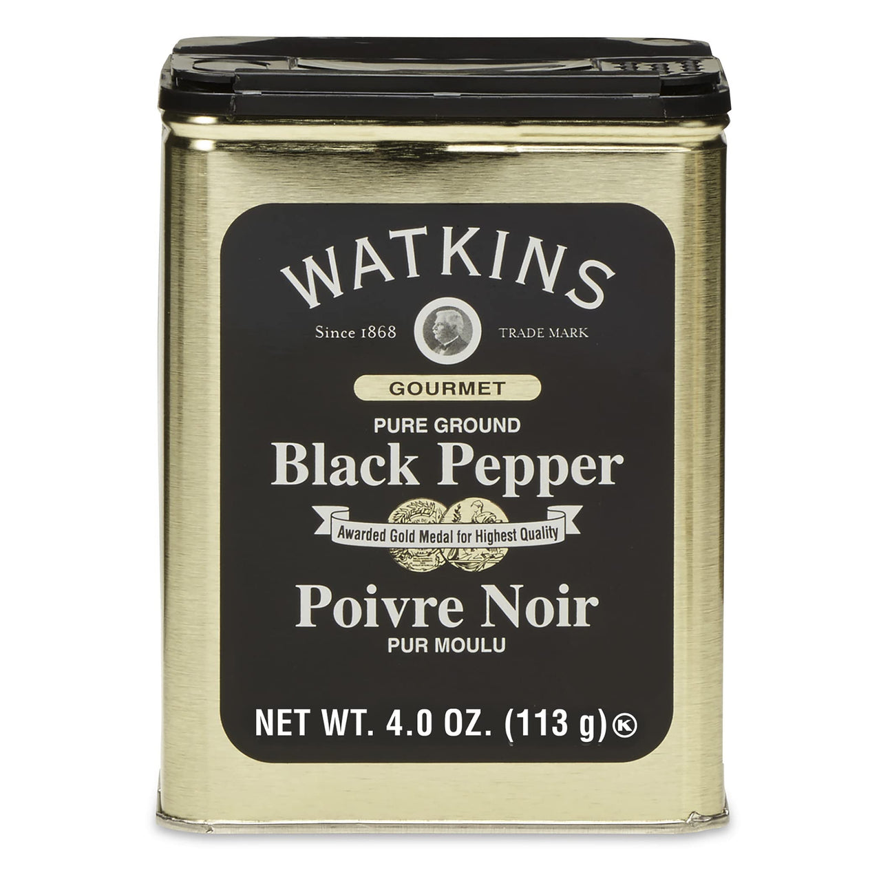 Watkins Gourmet Organic Spice Tin, Ground Black Pepper, 4 oz