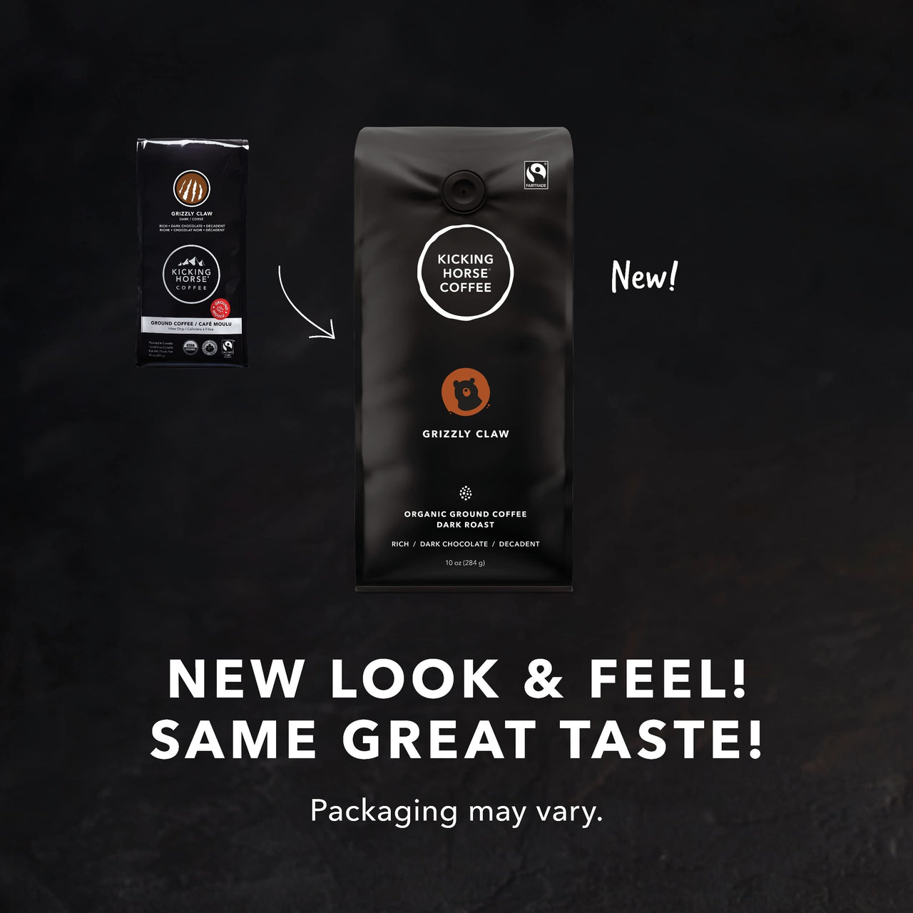 Kicking Horse Coffee, Grizzly Claw, Dark Roast, Ground, 10 oz - Certified Organic, Fairtrade, Kosher Coffee
