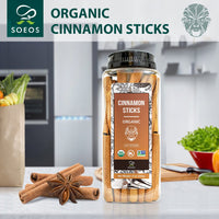 Soeos Organic Cinnamon Sticks, Cinnamon, Ground Cinnamon, Cinnamon Sticks, 100% Raw, Non-GMO, Kosher Certified, Cinnamon Seasoning Spice for Coffee, Baking, Cooking and Beverages 8 oz (226g)
