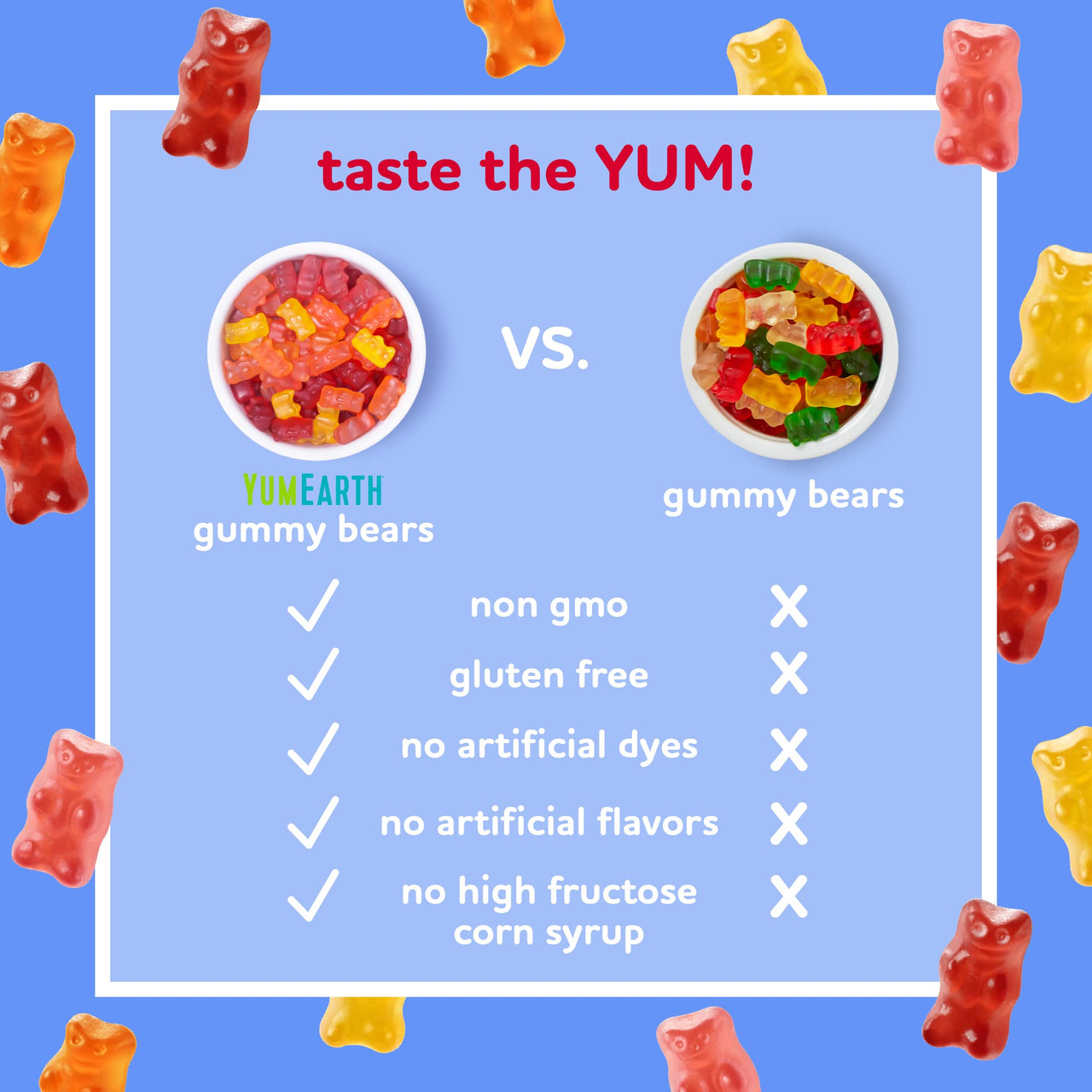 YumEarth Gluten Free Gummy Bears, Assorted Flavors, 99 grams, 5 Snack Packs Per Bag