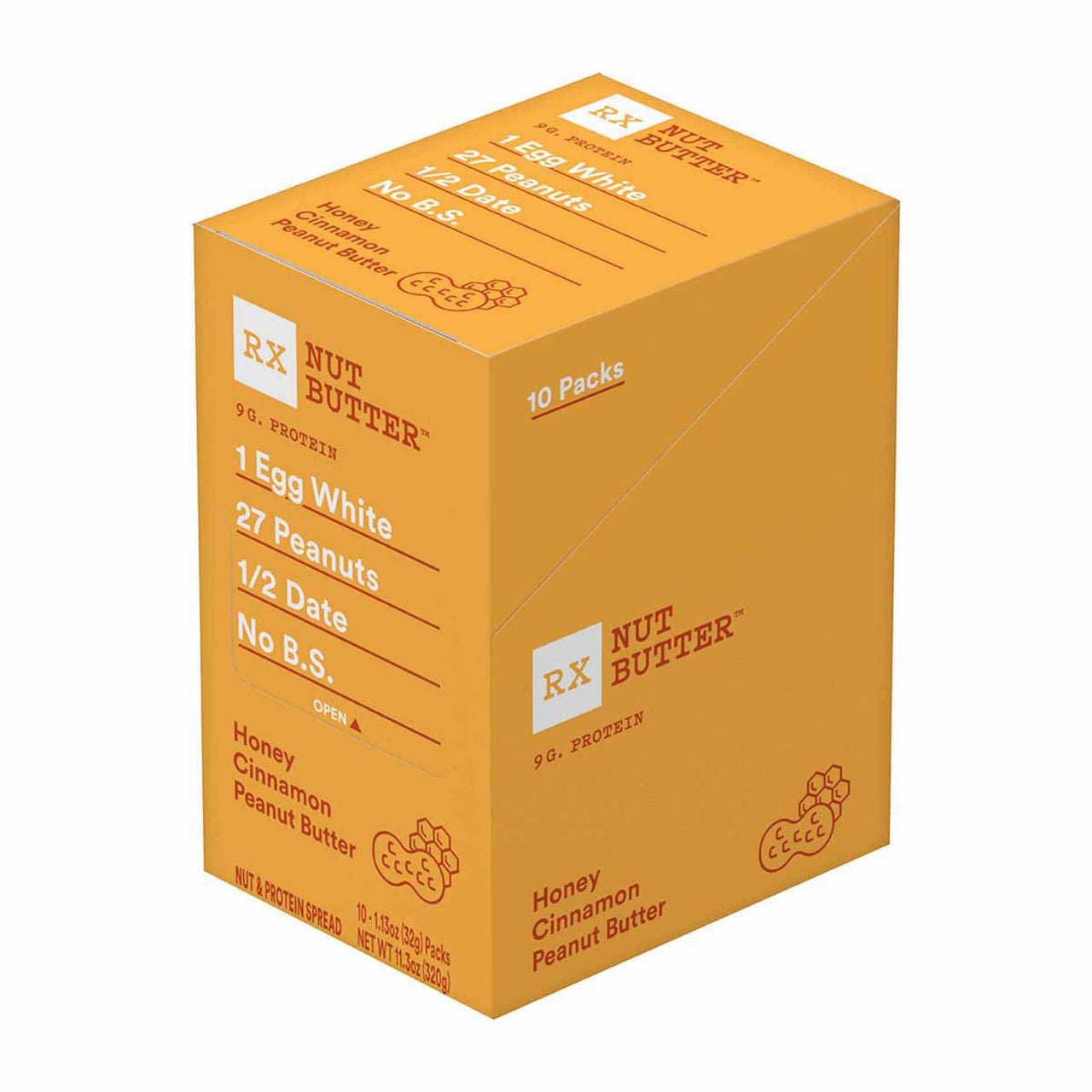 RX Nut Butter Peanut Butter, Honey Cinnamon, Delicious Flavor, 11.3oz Box (10 Count)