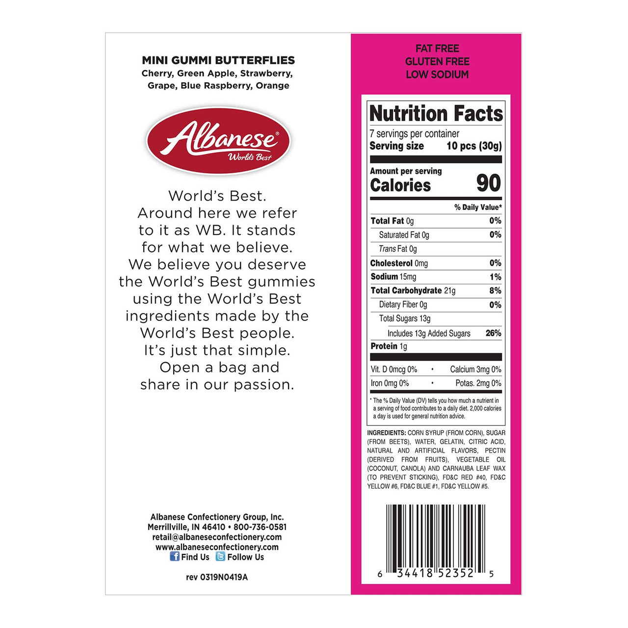 Albanese World's  Best Mini Gummi Butterflies, 7.5oz Bag of Candy (Pack of 12), Great Easter Basket Stuffers