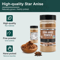 Soeos Chinese Star Anise Powder 2.6 oz (74g), Ground Chinese Star Anise Seeds, Dried Anise Star Spice, Star Anise Bulk, Anise Star. Non-GMO Verified, Great for Baking and Tea, Anis Estrella., Brown