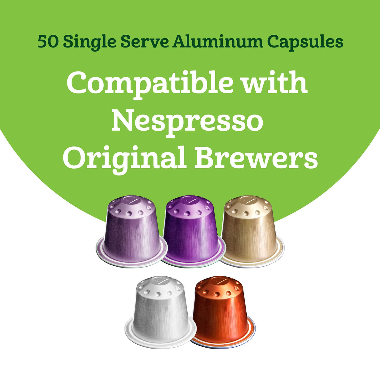 Fresh Espresso Dark, Medium & Light Roast Aluminum Capsules, Variety Pack, Compatible with Nespresso Original Brewers, 50 Count (5 Packs of 10)