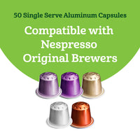 Fresh Espresso Dark, Medium & Light Roast Aluminum Capsules, Variety Pack, Compatible with Nespresso Original Brewers, 50 Count (5 Packs of 10)