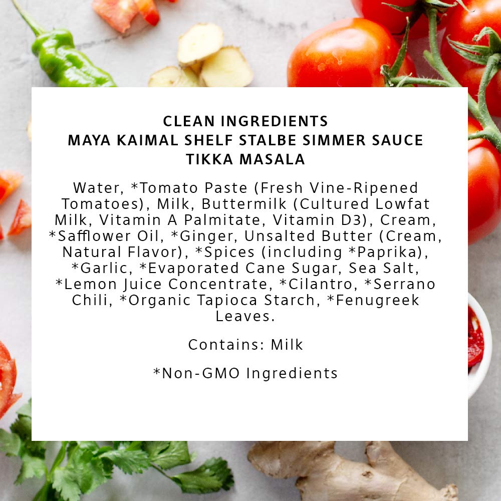 Maya Kaimal Tikka Masala Sauce, Mild Indian Simmer Sauce with Tomato and GaramMasala Spices. Vegetarian, Gluten Free, 12.5 oz