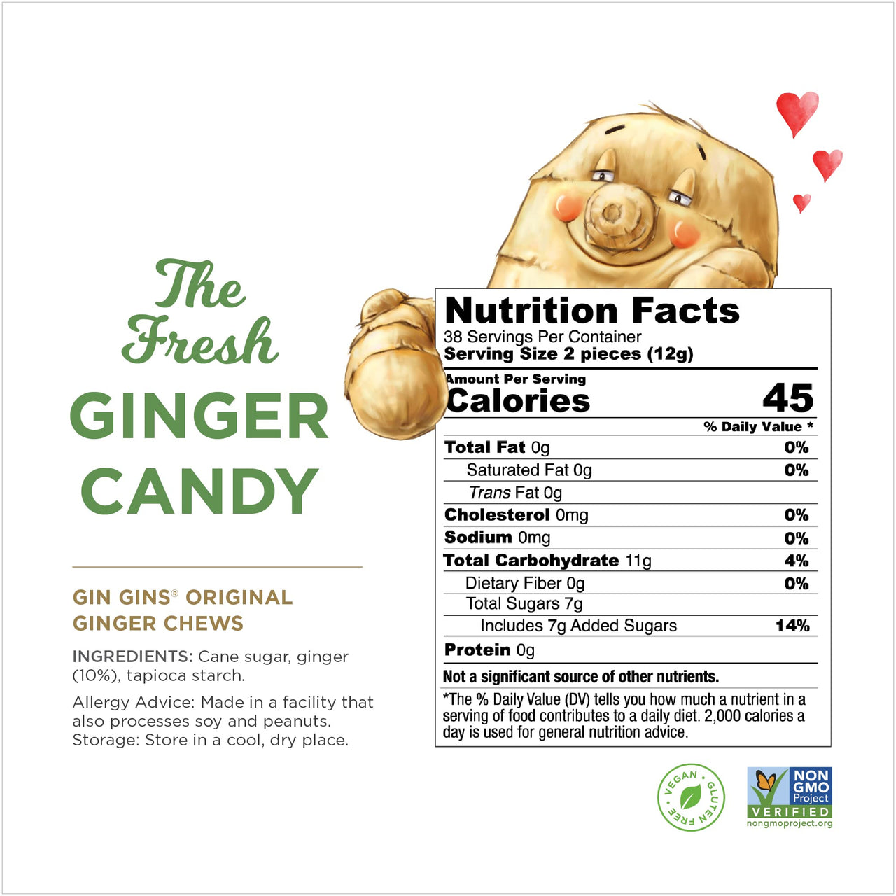 GIN GINS Original Chewy Ginger Candy by The Ginger People - Anti-Nausea and Digestion Aid, Individually Wrapped Healthy Candy - Original Ginger Flavor, Large 1 lb Bag (16 oz)