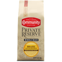 Community Coffee Private Reserve Brazil Santos Bourbon Whole Bean Coffee, Medium Dark Roast, 12 Ounce Bag (Pack of 1)