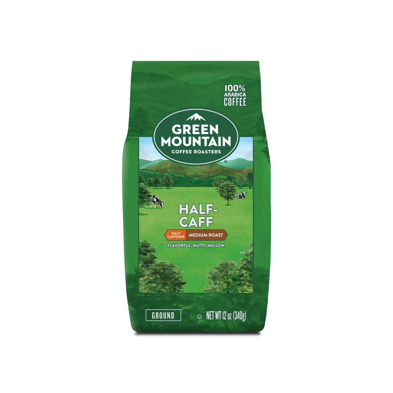 Green Mountain Coffee Half Caff Keurig Single-Serve K Cup Pods, Medium Roast Coffee, Bagged 12oz., Half Caff, 12 Oz