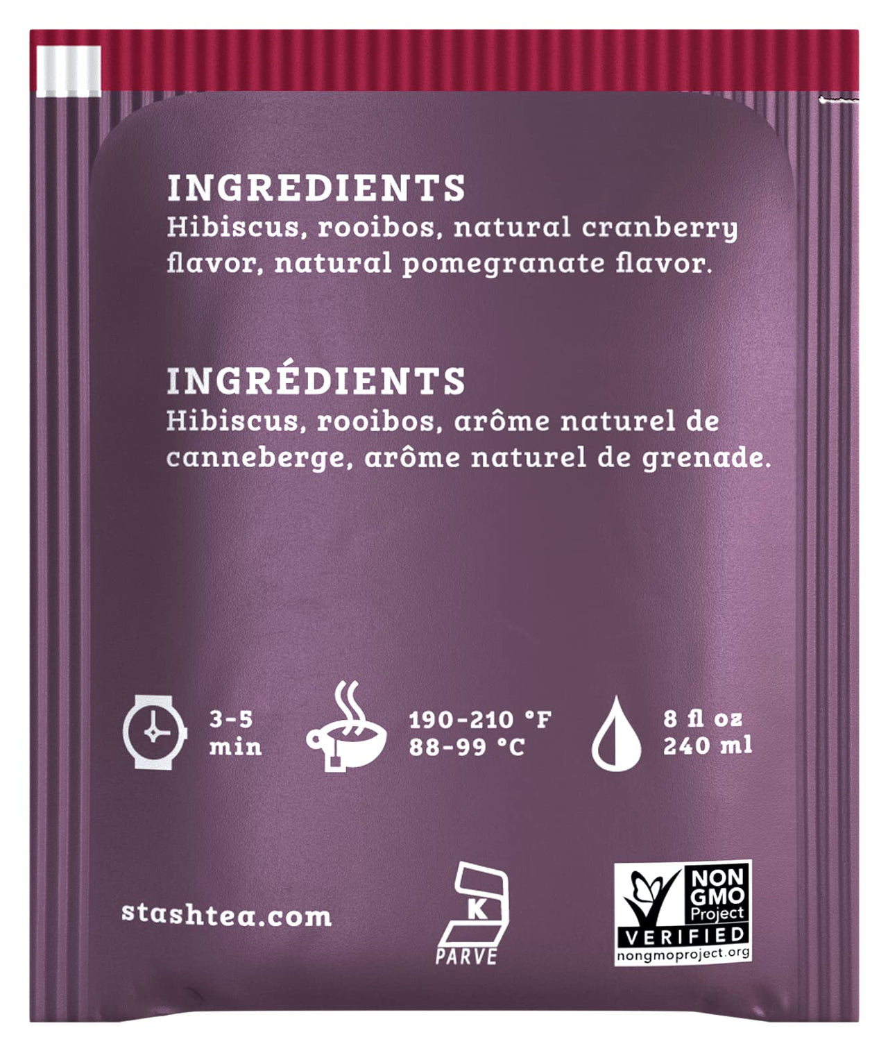 Stash Tea Cranberry Pomegranate Herbal Tea - Naturally Caffeine Free, Non-GMO Project Verified Premium Tea with No Artificial Ingredients, 100 Count (BULK PACKAGING)