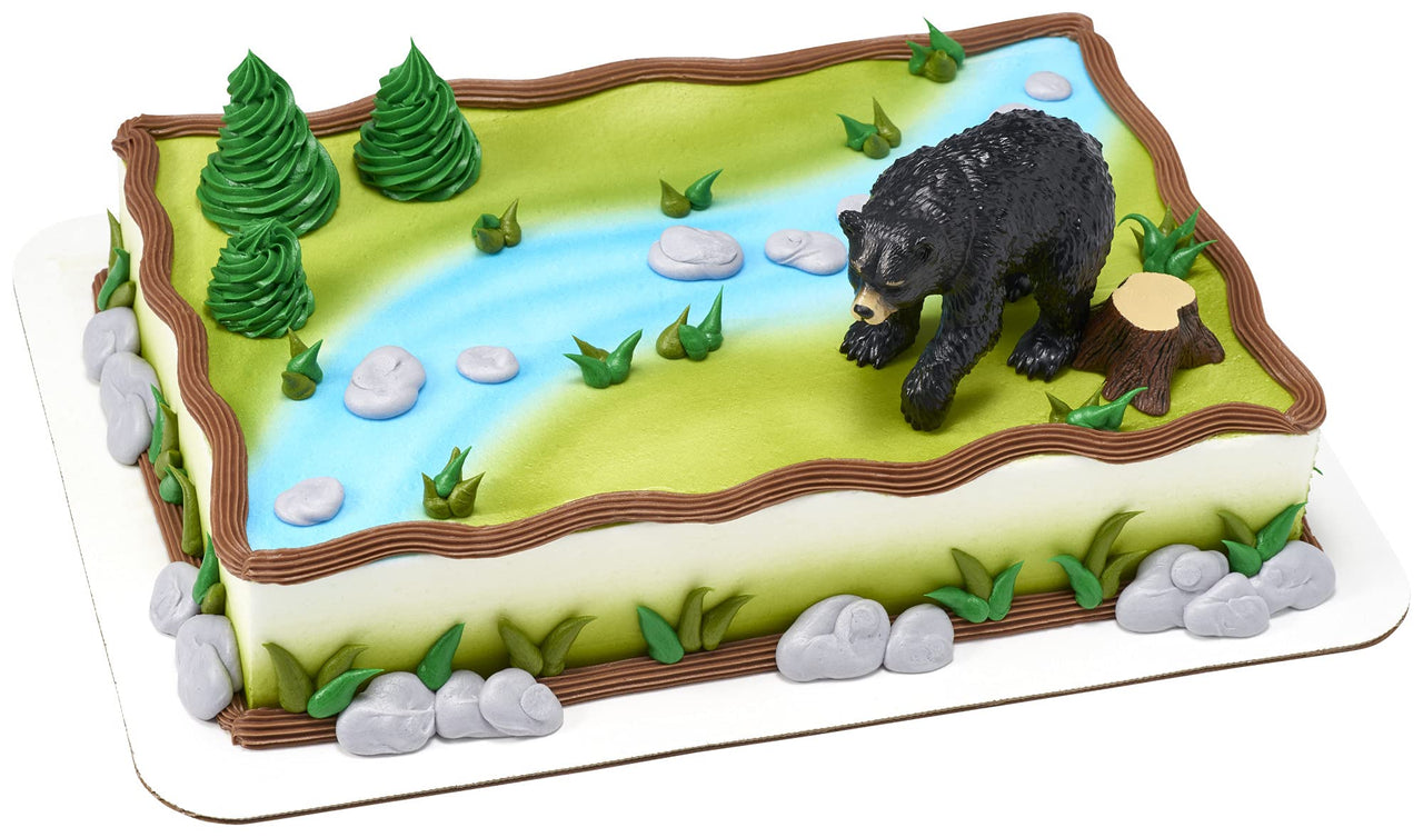 DecoSet Wild Black Bear Cake Topper, Ready to Use Cake Decoration, Food Safe Strong Plastic Animal Figurine