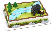 DecoSet Wild Black Bear Cake Topper, Ready to Use Cake Decoration, Food Safe Strong Plastic Animal Figurine